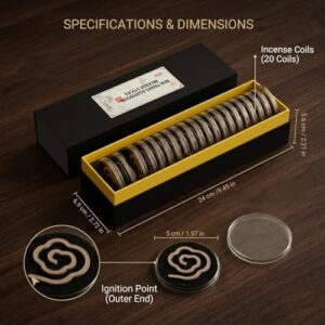 Nha Trang Agarwood Incense - Round Coil Incense with Fireproof Cotton Included, 20 Discs 50 Min Burn Time Each, Vietnamese Premium Incense for Meditation, Yoga, Stress Relief